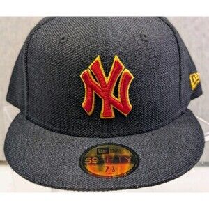 New Era 59Fifty NY LOGO New York Yankees HAT Hemp Black CAP FITTED Size 7 1/2